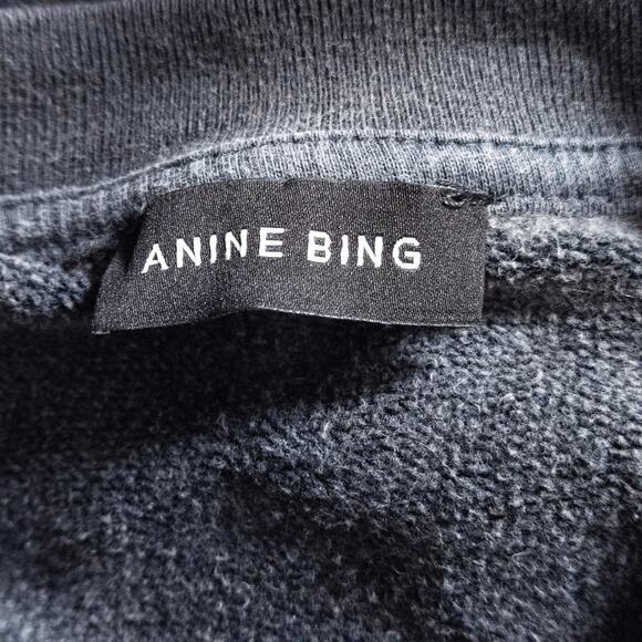 Anine Bing Spencer Spotted Leopard Sweatshirt Charcoal Size L Clean Fit - Picture 6 of 8